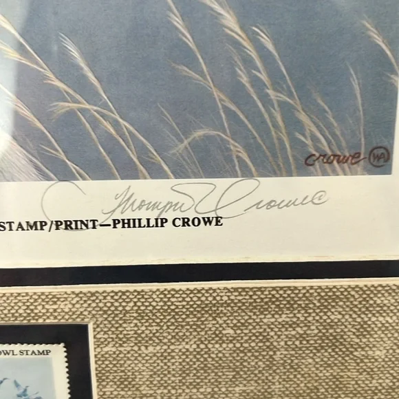 Vintage 1986 national waterfowl conservation stamp framed print by Phillip Crowe